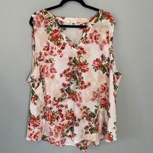 NEW‎ Maurices Plus Size 4X Floral Print Sleeveless V Neck Blouse Top Women